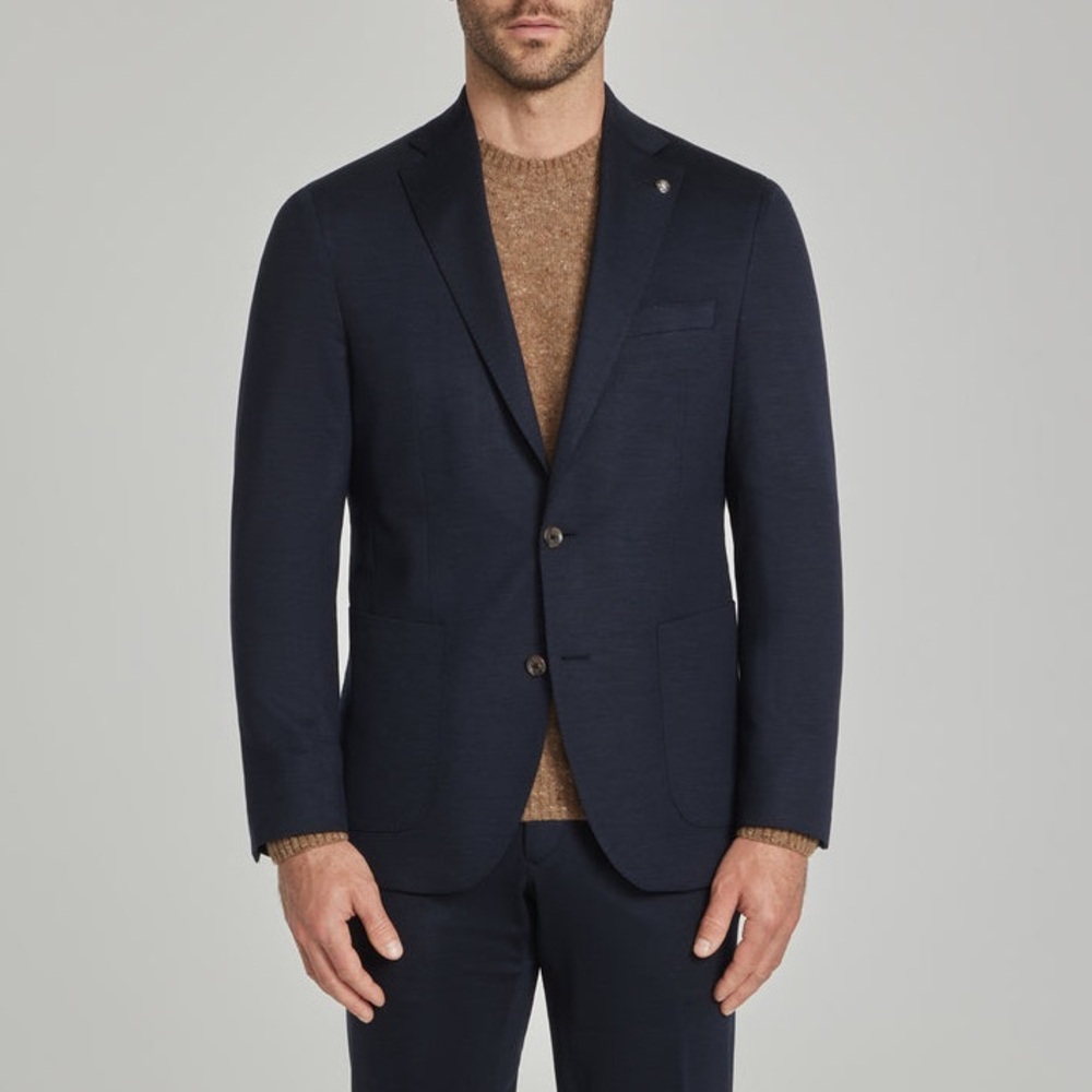 Jack Victor Hartford Solid Stretch Wool Blazer in Navy, New w/Tag $698